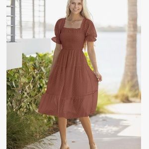 Boho swiss dot midi dress